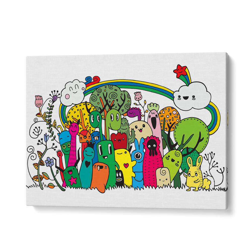 Rainbow Doodle Art Artwork in Gallery Wrap