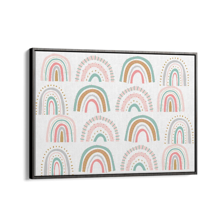 Rainbows White Kids Art Artwork in Black Floater Frame
