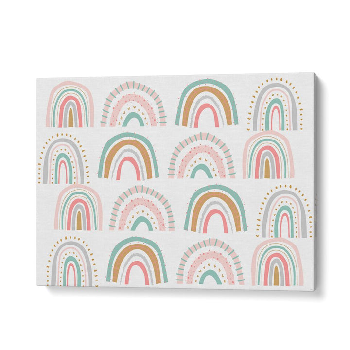 Rainbows White Kids Art Artwork in Gallery Wrap
