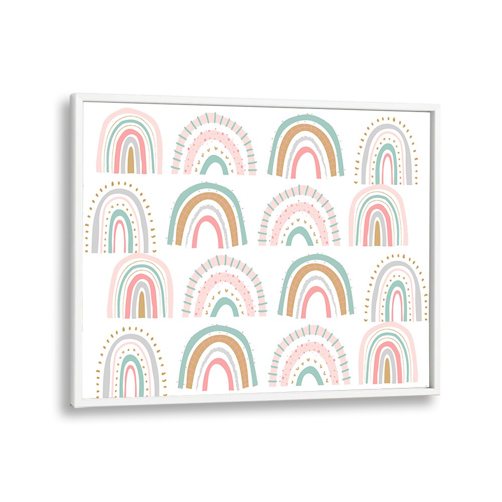 Rainbows White Kids art Artwork in White Plain Frame White
