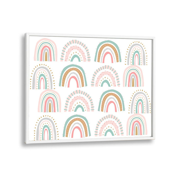 Rainbows White Kids art Artwork in White Plain Frame White
