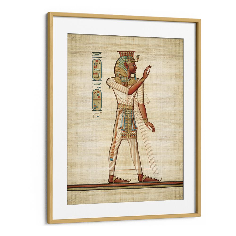 Ramses III Egyptian Art Artwork in Oak Wood Frame With Mount