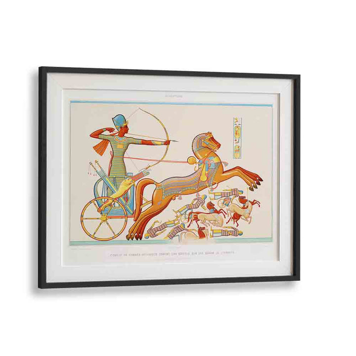 Ramses Meiamoun Fight (1878) Egyptian Art Painting Artwork in Black Frame With Mount
