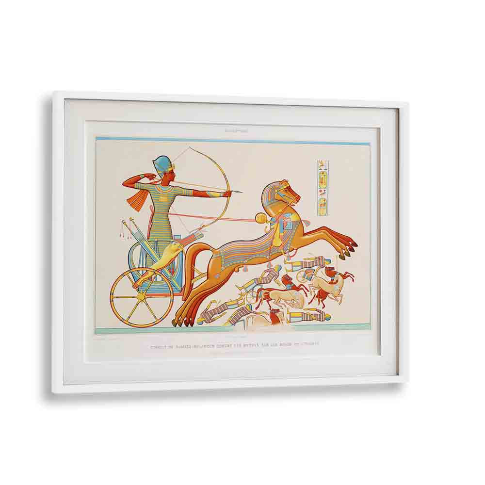 Ramses Meiamoun Fight (1878) Egyptian Art Painting Artwork in White Frame With Mount
