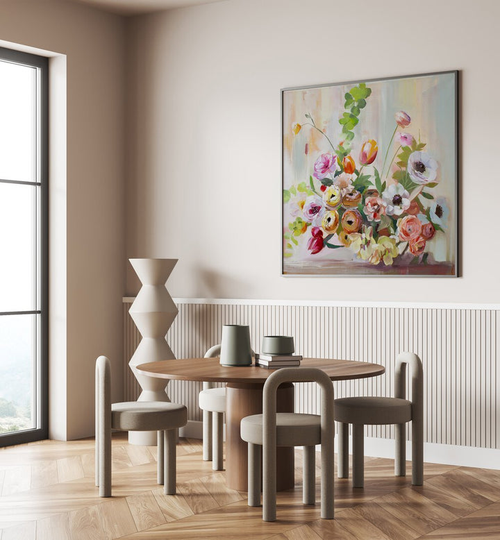 Brighten your space with RANUNCULUS, FLORAL FLOWER PAINTINGS featuring stunning abstract floral art.