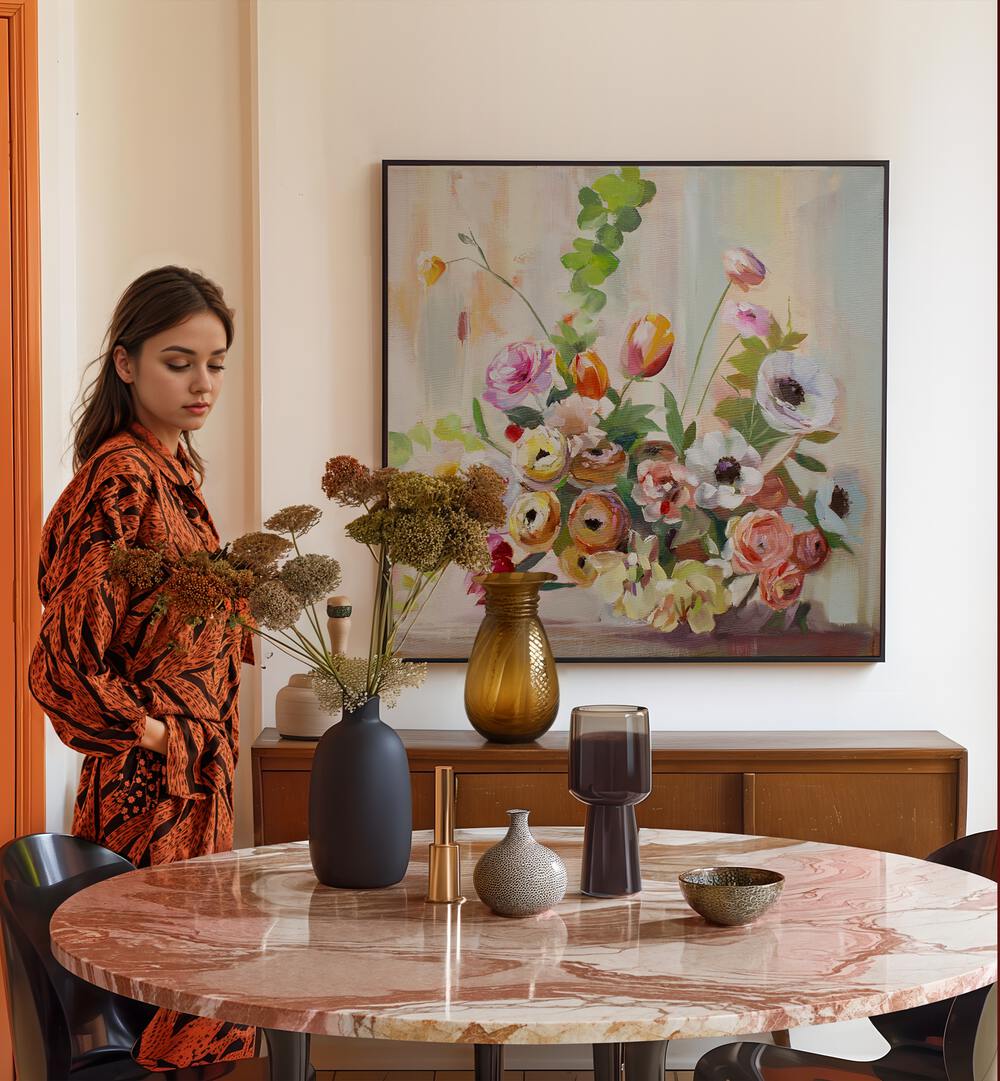 Stunning RANUNCULUS, FLORAL FLOWER PAINTINGS enhance any space with contemporary elegance and vibrant colors.