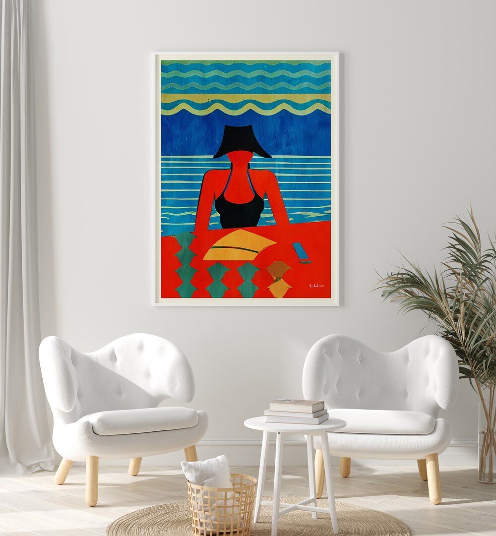 Bright and vibrant READING, BEACH PAINTINGS artwork, perfect for adding tranquility to your living space.