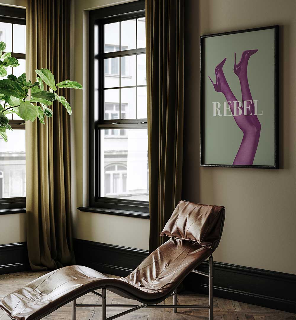 Transform your space with REBEL I, FASHION POSTERS showcasing bold contemporary fashion art in stylish decor.