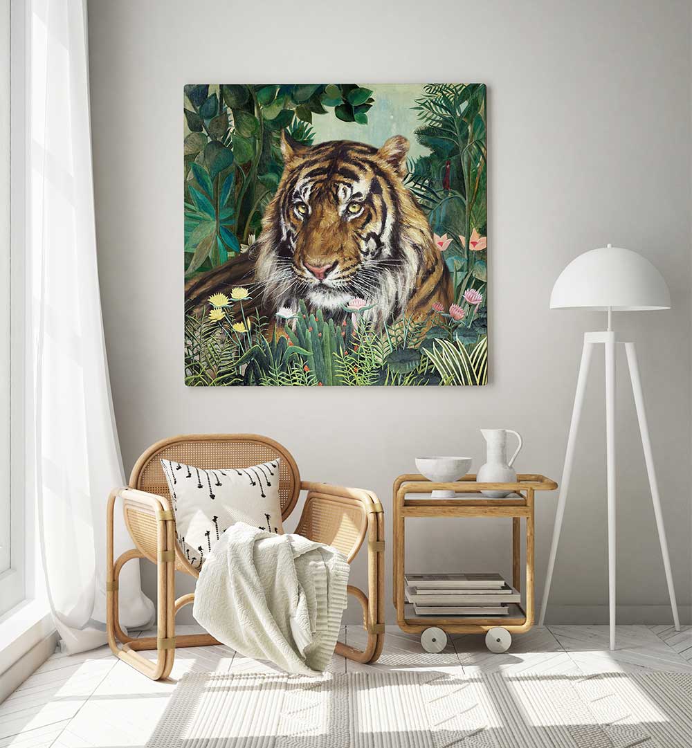 RECLINING TIGER , ANIMAL PAINTINGS