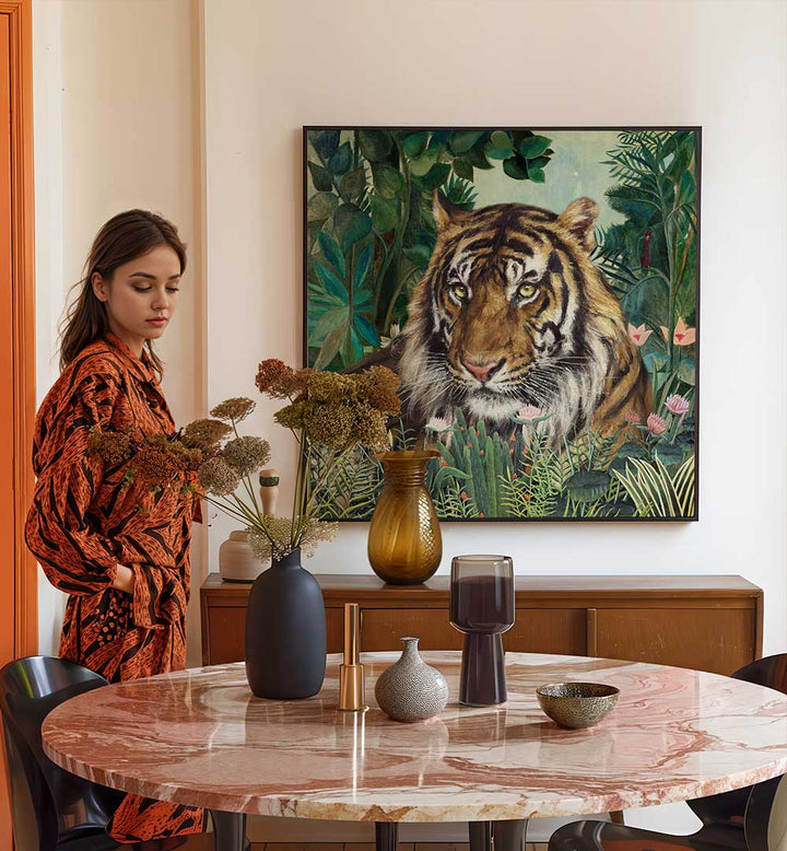 RECLINING TIGER , ANIMAL PAINTINGS