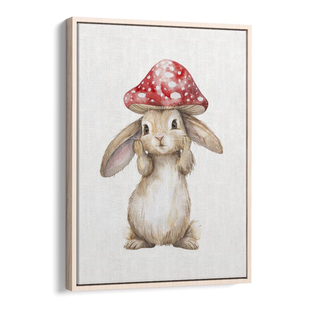 Red Hatter I Kids Art Artwork in Oak Wood Floater Frame
