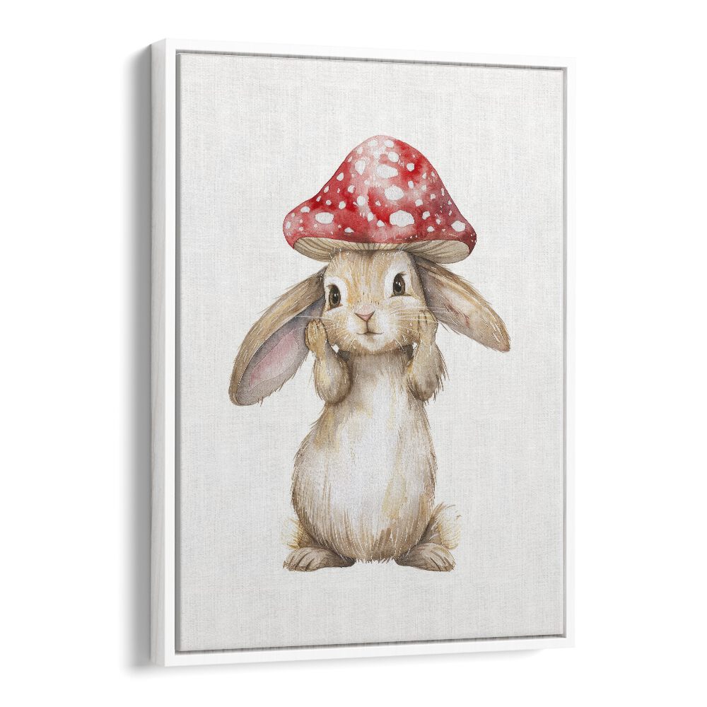 Red Hatter I Kids art painting Artwork in White Floater Frame
