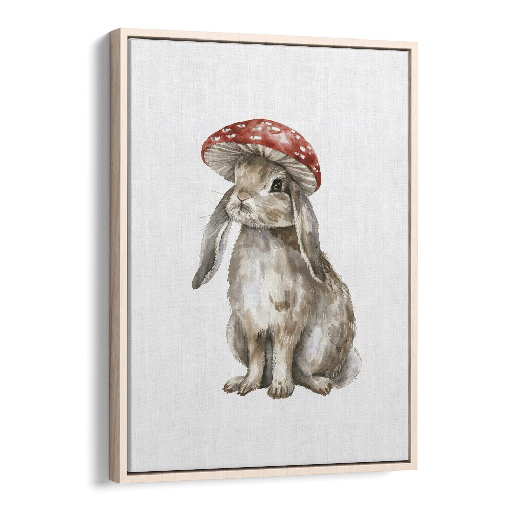 Red Hatter III Kids Art Artwork in Oak Wood Floater Frame
