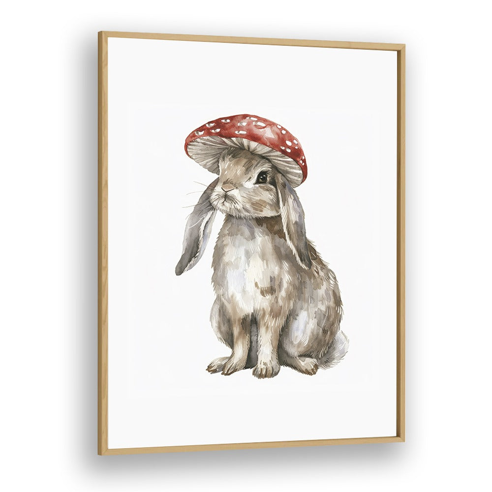 Red Hatter III Kids Art Artwork in Oak Wood Plain Frame
