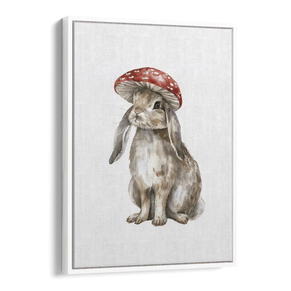 Red Hatter III Kids art painting Artwork in White Floater Frame
