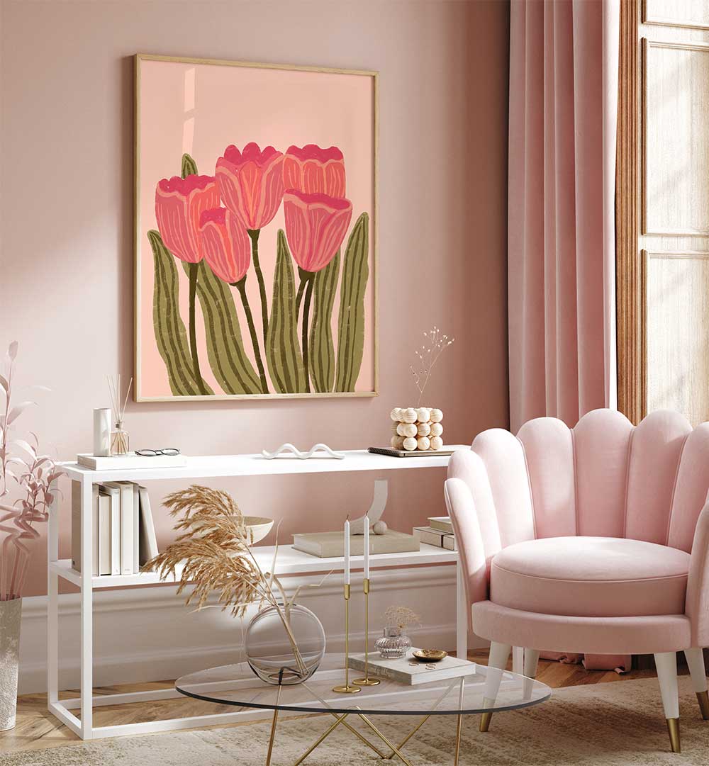 RED TULIPS , FLORAL FLOWER PAINTINGS