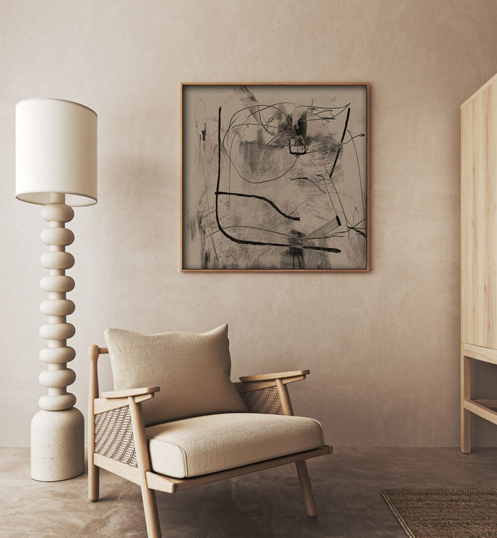 Stylish living room featuring RETREAT, ABSTRACT PAINTINGS that enhance serenity and tranquility in your space.