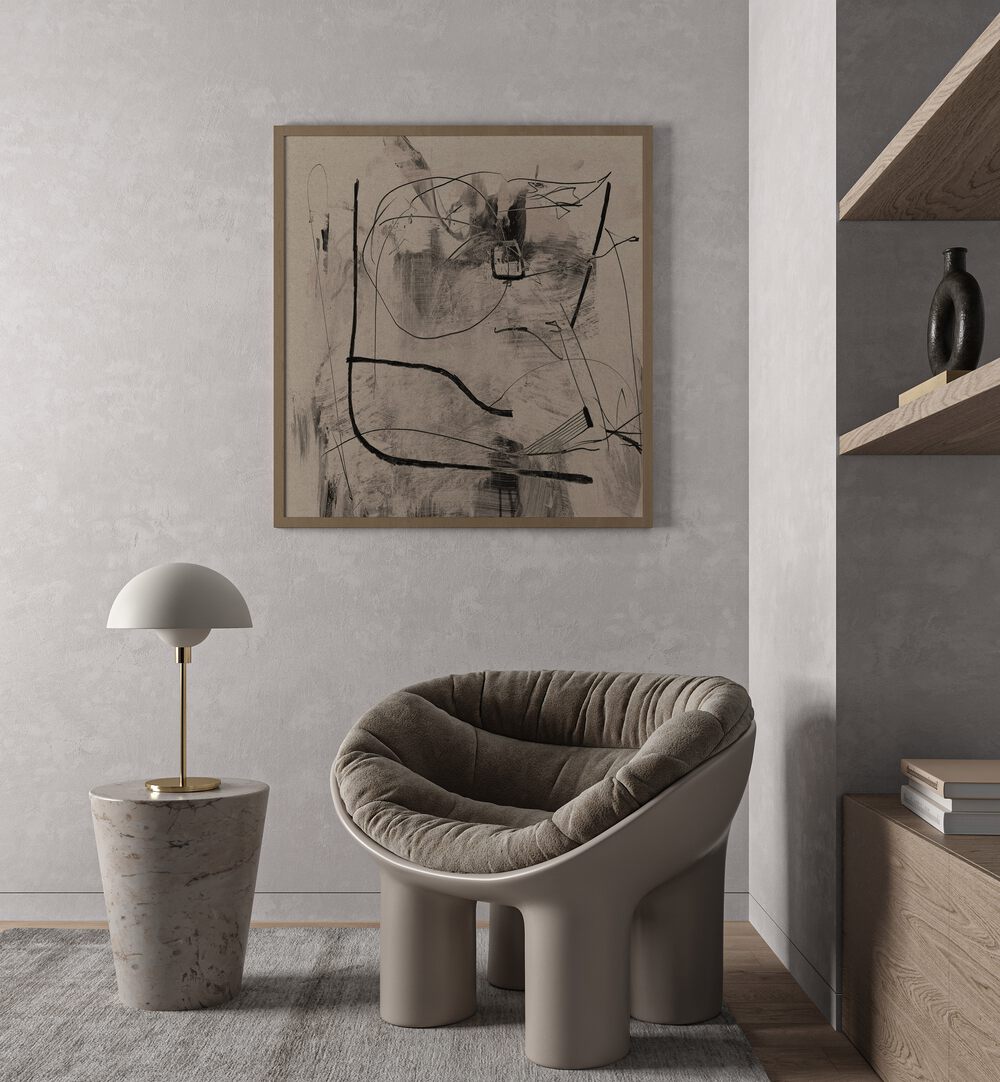 Stylish living space featuring the RETREAT, ABSTRACT PAINTINGS, adding tranquility and modern flair to any room.