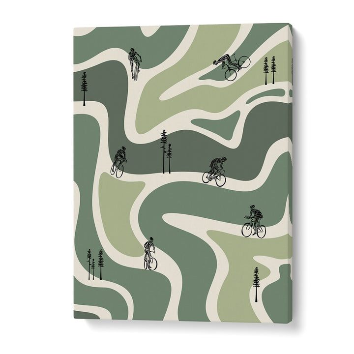 Retro cycling green Sports Art Artwork in Gallery Wrap