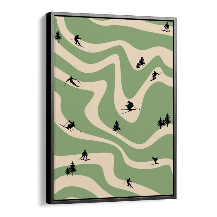 Retro ski art Sports Art Artwork in Black Floater Frame