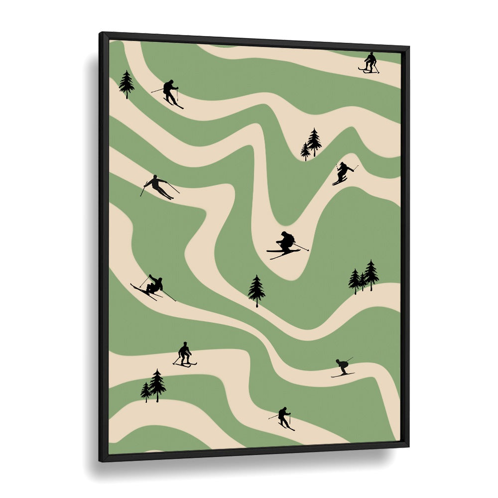 Retro ski art Sports Art Artwork in Black Plain Frame