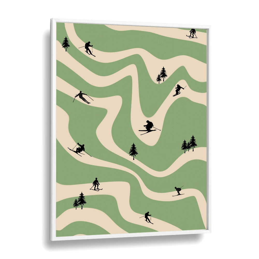 Retro ski art Sports Art Artwork in White Plain Frame