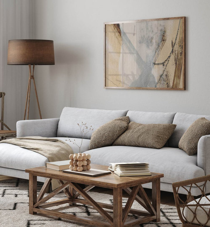 Stunning REUNION, ABSTRACT PAINTINGS grace a modern living space, embodying unity and connection in decor.