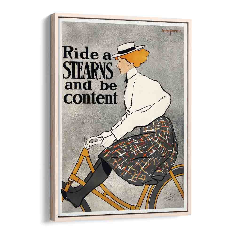 Ride A Stearns And Be Content (1896) Edward Penfield art painting Artwork in Oak Wood Floater Frame