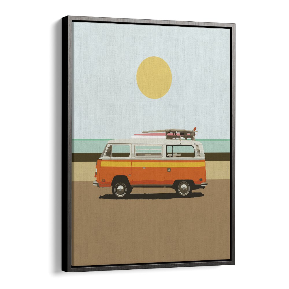 Road Trip I By Dan Hobday, Car Poster Prints Artwork in Black Floater Frame
