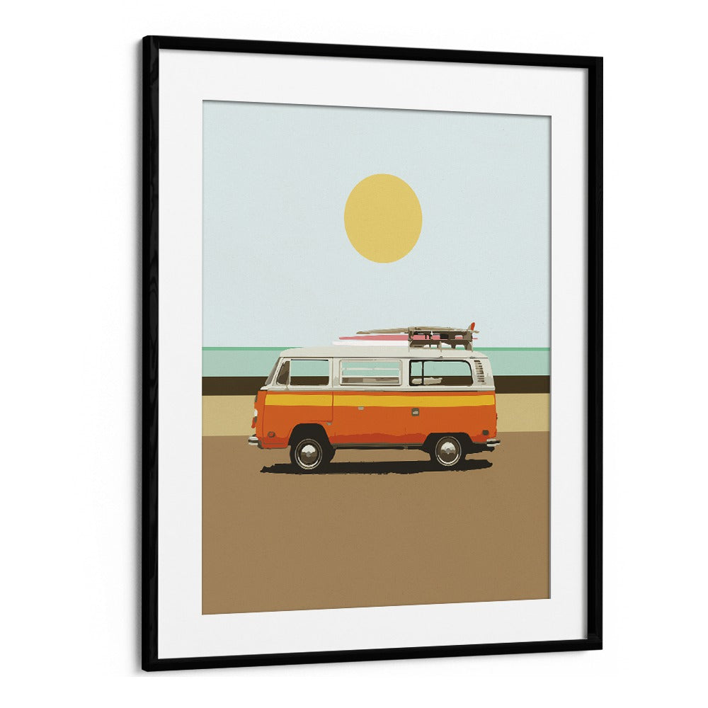 Road Trip I By Dan Hobday, Car Poster Prints Artwork in Black Frame With Mount
