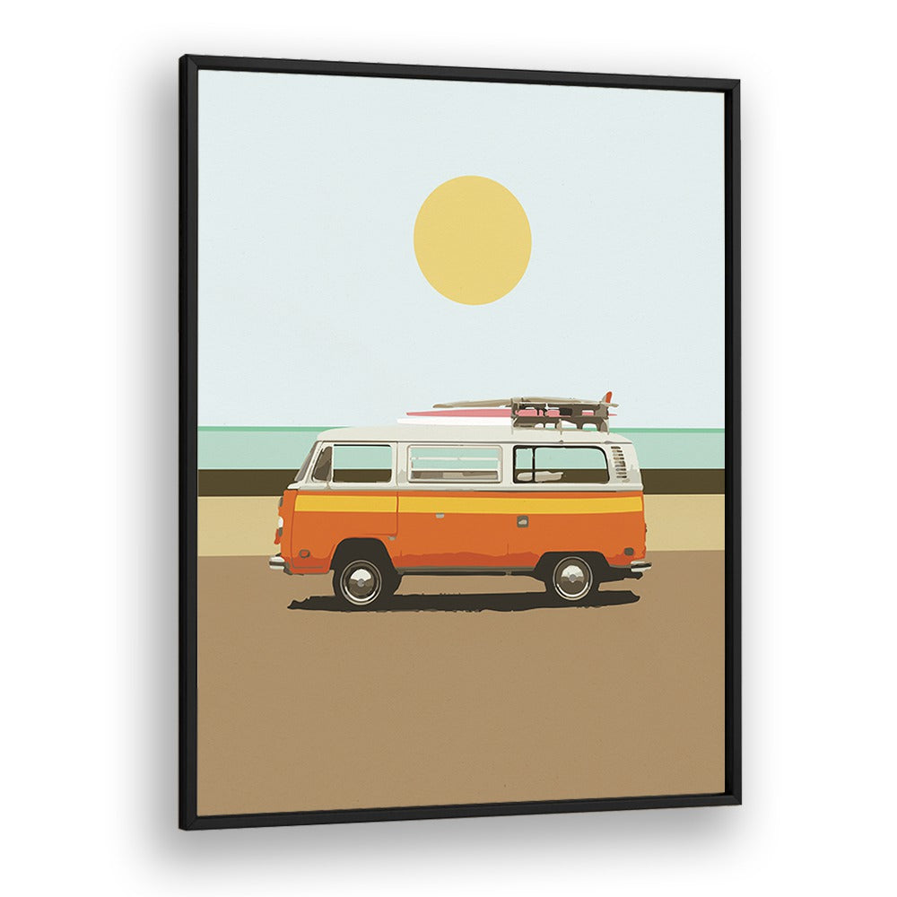 Road Trip I By Dan Hobday, Car Poster Prints Artwork in Black Plain Frame
