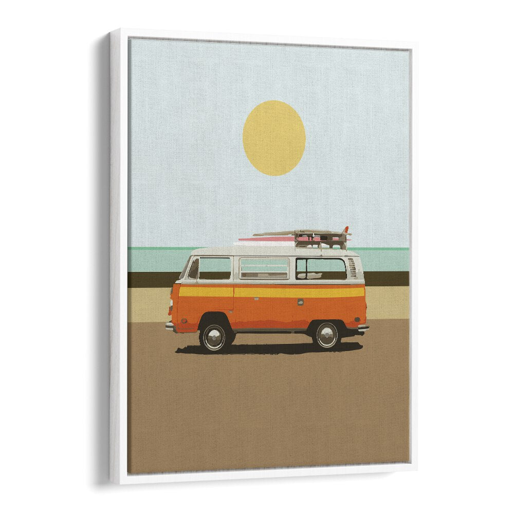 Road Trip I By Dan Hobday, Car Poster Prints Artwork in White Floater Frame
