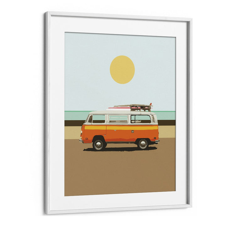 Road Trip I By Dan Hobday, Car Poster Prints Artwork in White Frame With Mount
