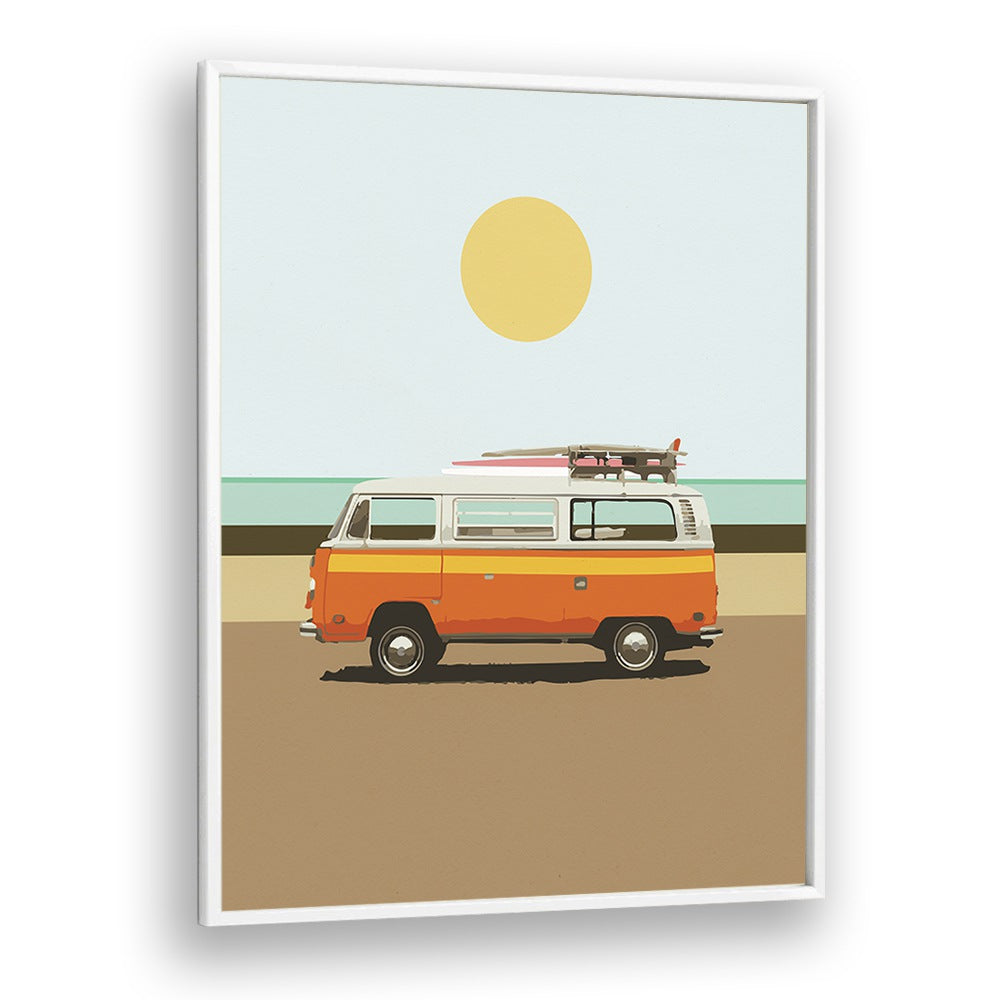 Road Trip I By Dan Hobday, Car Poster Prints Artwork in White Plain Frame
