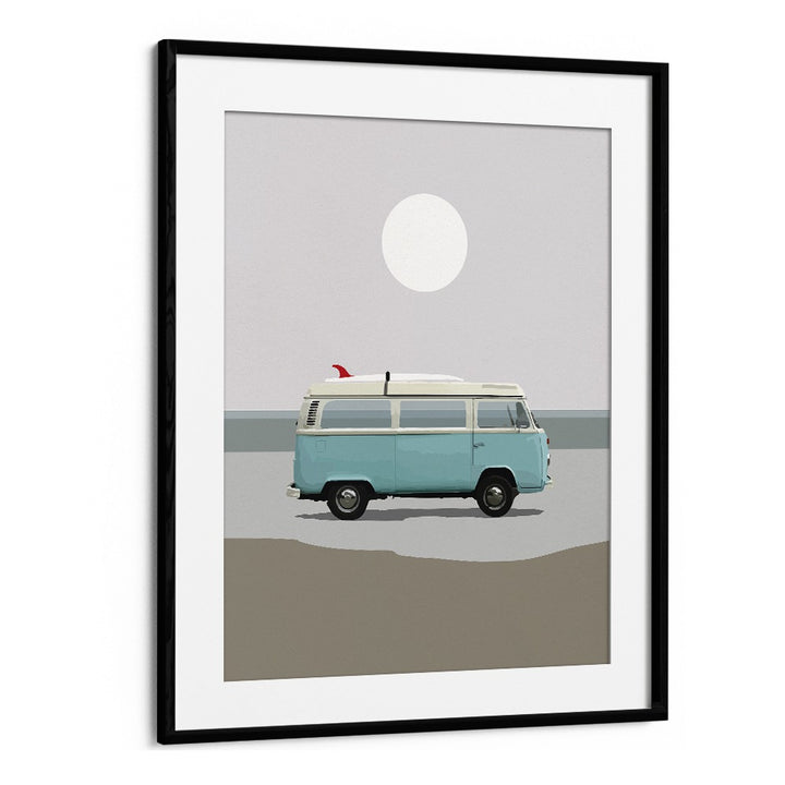 Road Trip II By Dan Hobday, Car Poster Prints Artwork in Black Frame With Mount
