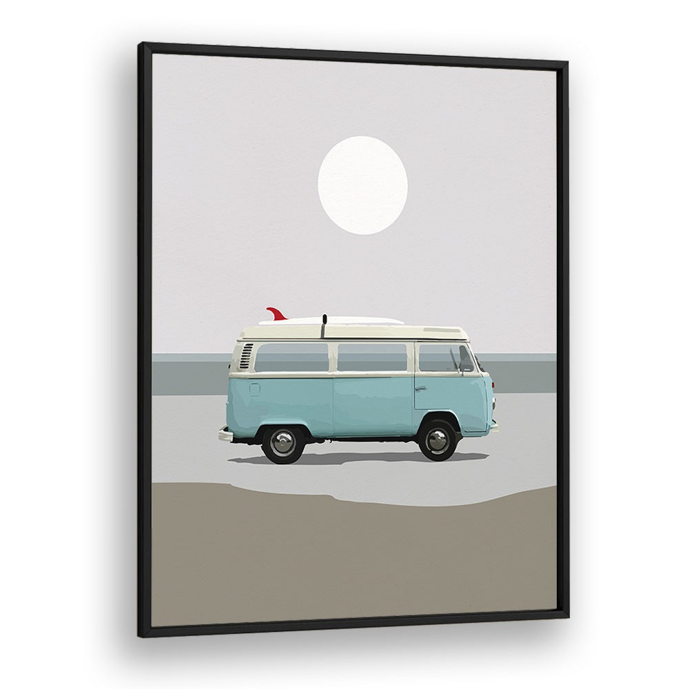 Road Trip II By Dan Hobday, Car Poster Prints Artwork in Black Plain Frame
