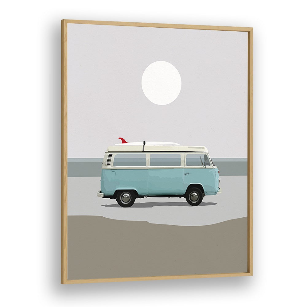 Road Trip II By Dan Hobday, Car Poster Prints Artwork in Oak Wood Plain Frame
