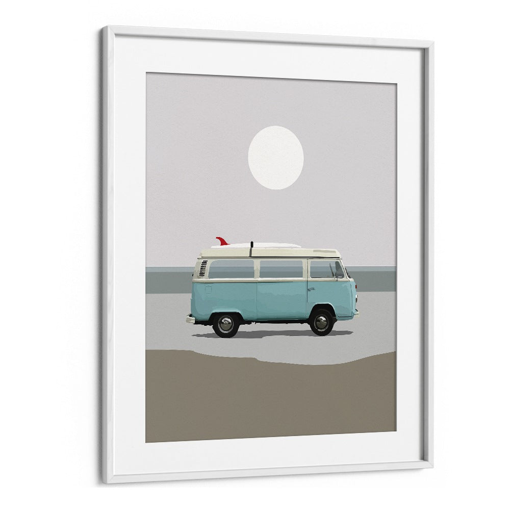 Road Trip II By Dan Hobday, Car Poster Prints Artwork in White Frame With Mount
