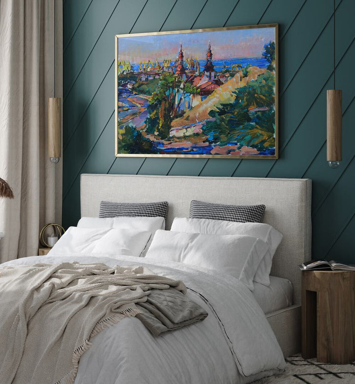 Stunning ROAD TO THE SEA, LANDSCAPE PAINTINGS piece adds coastal charm to any bedroom decor, inspiring wanderlust.