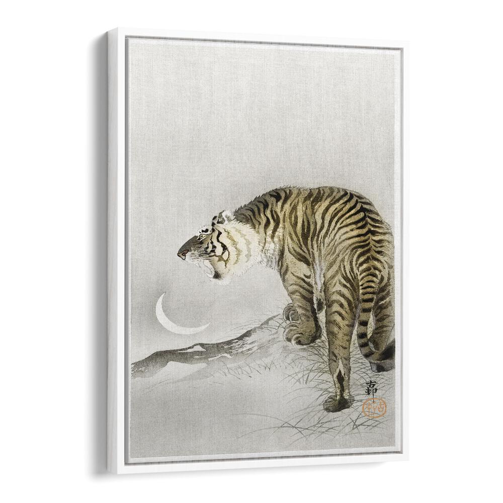 Roaring Tiger (1900-1945) By Ohara Koson Japanese Art Artwork in White Floater Frame