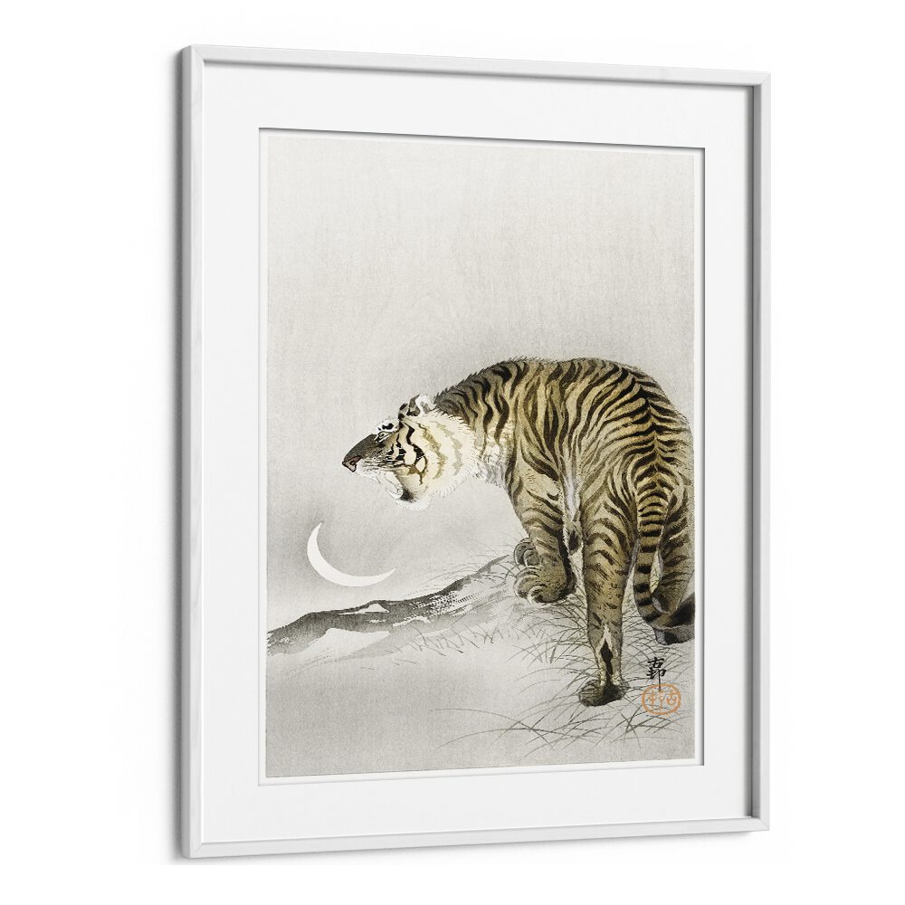 Roaring Tiger (1900-1945) By Ohara Koson Japanese Art Artwork in White Frame With Mount