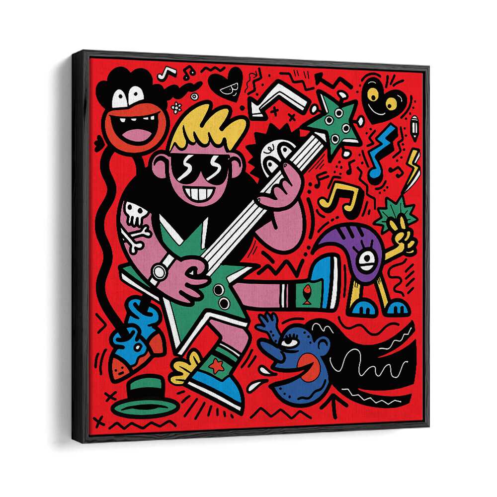 Rockstar Doodle Doodle Art Artwork in Black Floater Frame