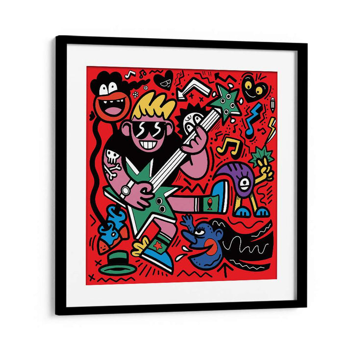 Rockstar Doodle Doodle Art Artwork in Black Frame With Mount