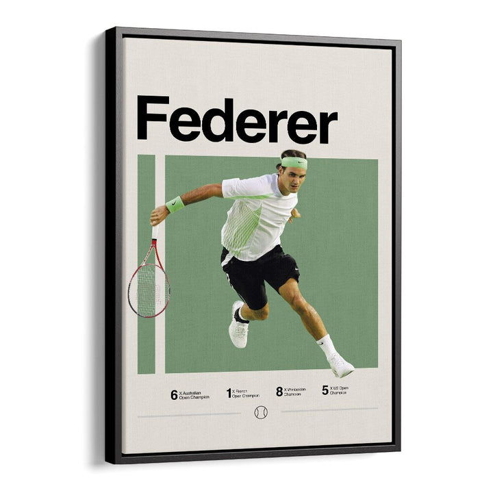 Roger Federer Sports Art Artwork in Black Floater Frame