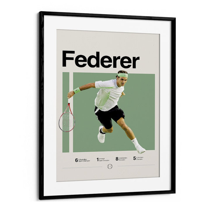 Roger Federer Sports Art Artwork in Black Frame With Mount