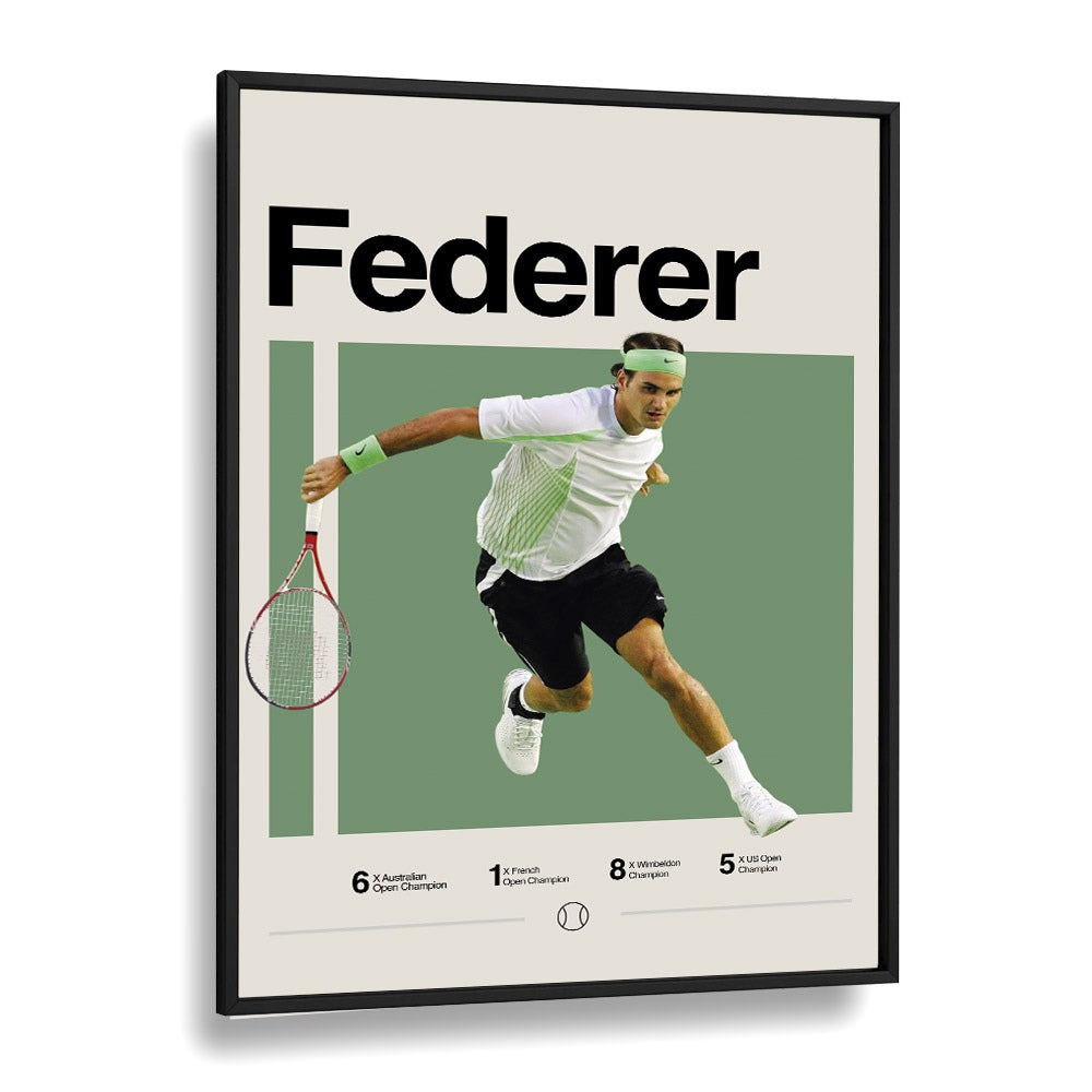 Roger Federer Sports Art Artwork in Black Plain Frame