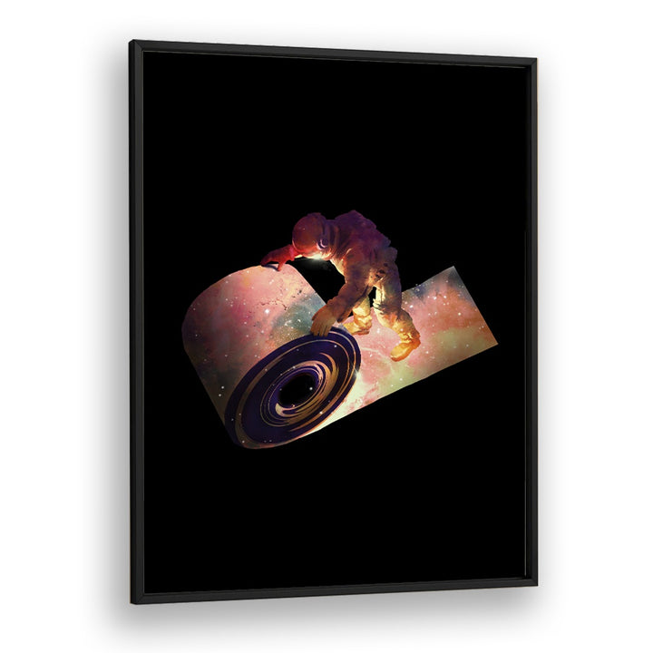 Roll Out By Francis Minoza Astronaut & Nasa Paintings, Space Art Prints Artwork in Black Plain Frame
