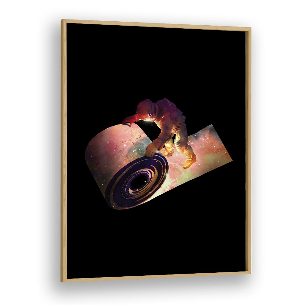 Roll Out By Francis Minoza Astronaut & Nasa Paintings, Space Art Prints Artwork in Oak Wood Plain Frame
