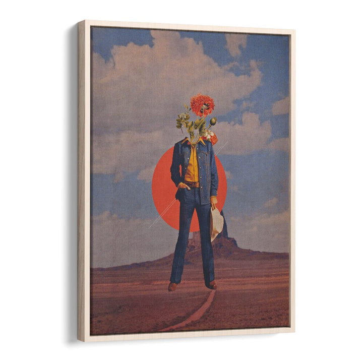 Romeo In Dessert Surreal Painting Artwork in Oak Wood Floater Frame
