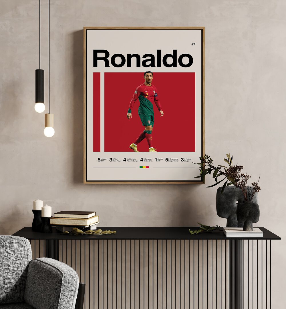 Ronaldo Football Posters Artwork Placed on a wall